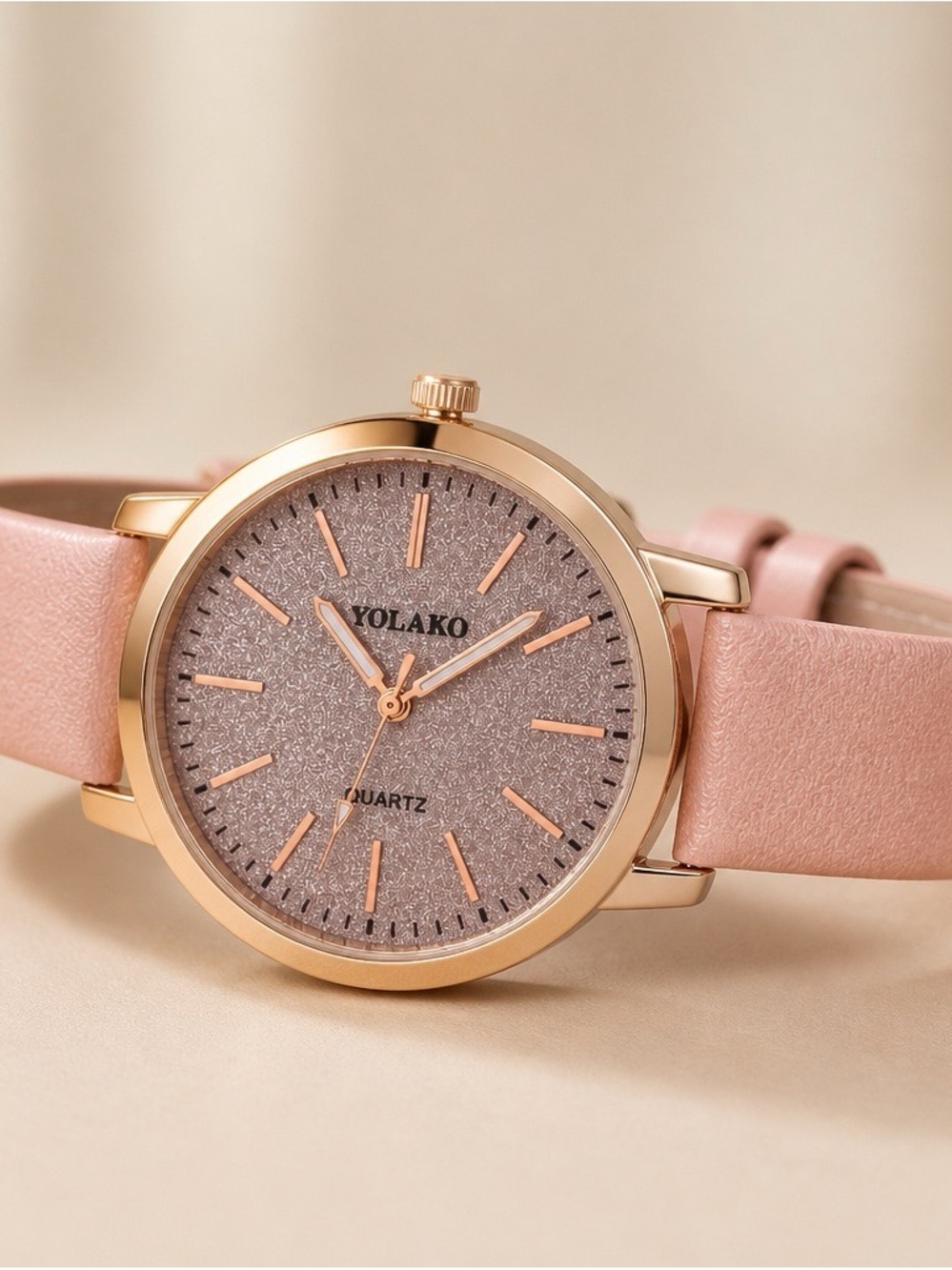 2387 - Pink - Rose Gold-Tone Case Pink Leather Strap Women's Watch
